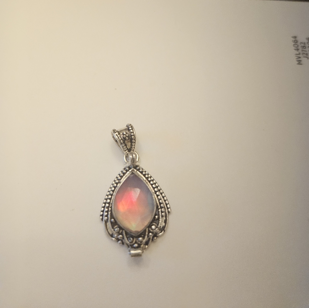 Vintage Silver and Pink Teardrop Necklace
